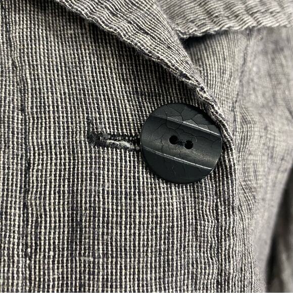 Flax Linen Jacket Gray Button Front Boxy Lagenlook Oversized Artisanal Small - Picture 4 of 13